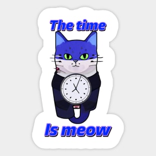 The Time is Meow ‘Blue’ Sticker